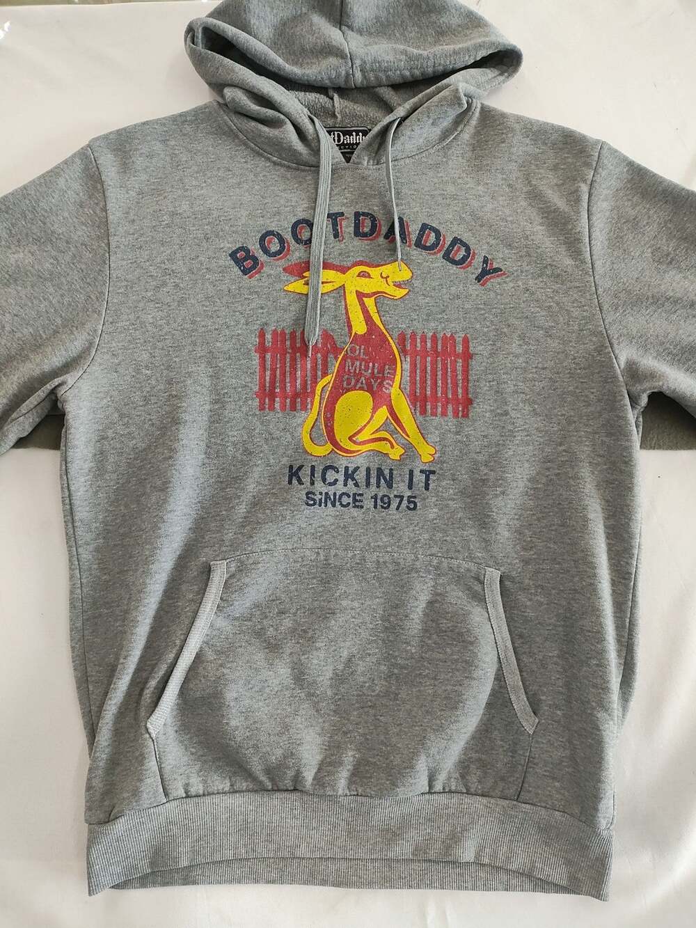 Boot Daddy Collection Unisex Ol Mule Days Kickin It Since 1975 Hoodie Sz L Gray